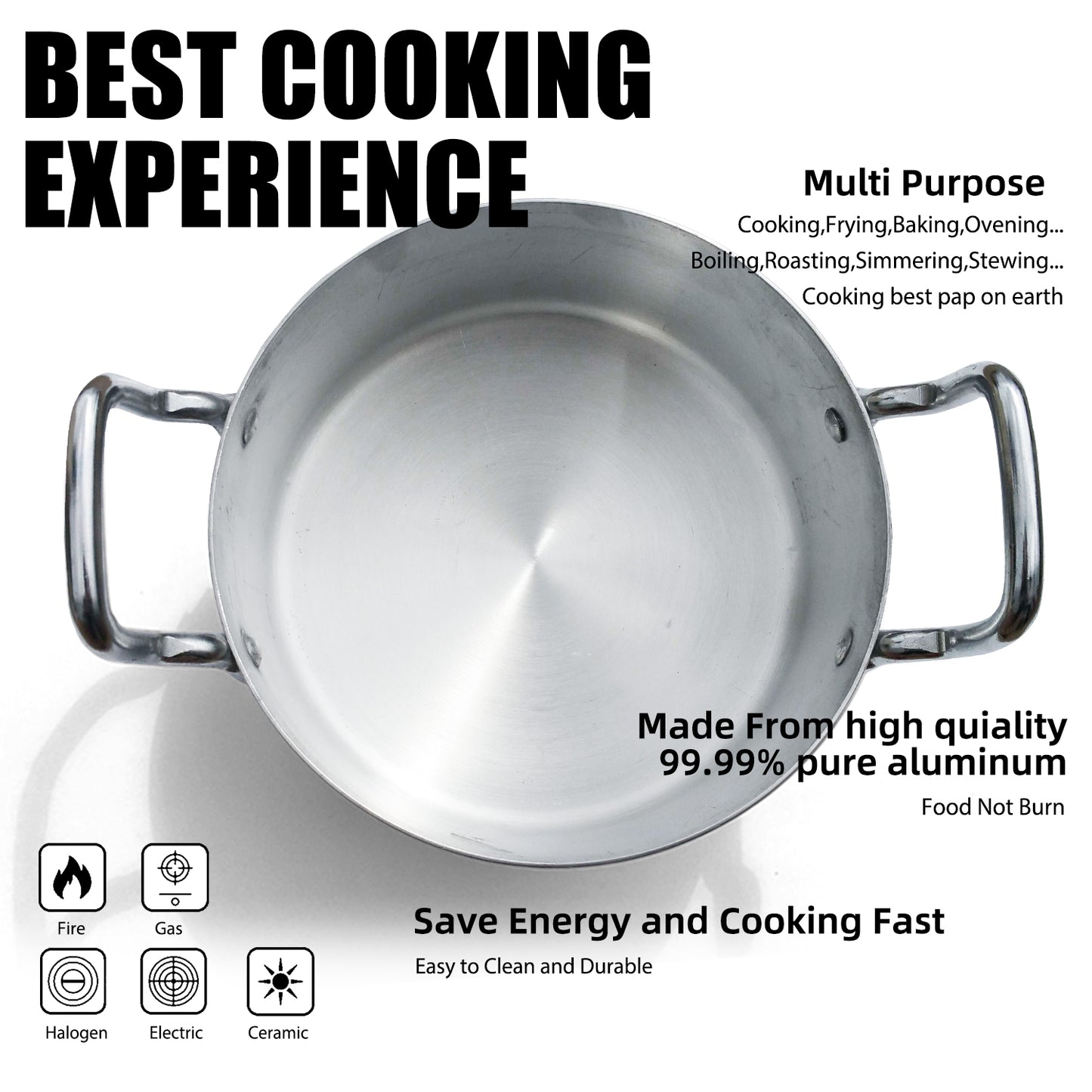 Sapphire 10PC Aluminium Casseroles With Solid Handles - Big5 Cookware Factory Shop