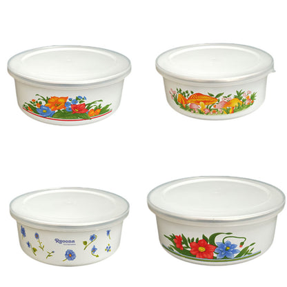 New World Enamel Storage Bowl Set (Randomly Delivered with Different Decorated Patterns) - Big5 Cookware Factory Shop