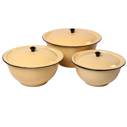 New World Enamel Footed Bowl Plain/Decorated - Big5 Cookware Factory Shop