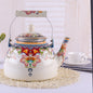 Agate Royal Enamel Flat Bottom Tea Pot Teapot with Strainer 1.5LT - Big5 Cookware Factory Shop