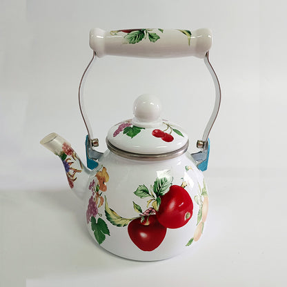 Agate Royal Enamel Flat Bottom Tea Pot Teapot with Strainer - Big5 Cookware Factory Shop