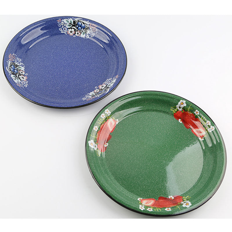 Agate Vintage Enamel Decorated Serving Tray / Food Plate | Big5