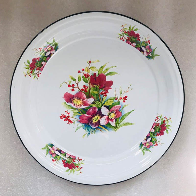 Agate Vintage Enamel Decorated Serving Tray / Food Plate | Big5