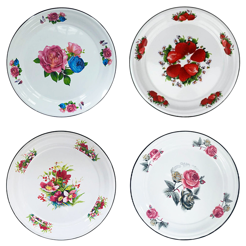 Agate Vintage Enamel Decorated Serving Tray / Food Plate | Big5