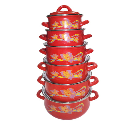 Defects Stock Clearance - Heavy Gauge Enamel 12PC Pots Set - Big5 Cookware Factory Shop