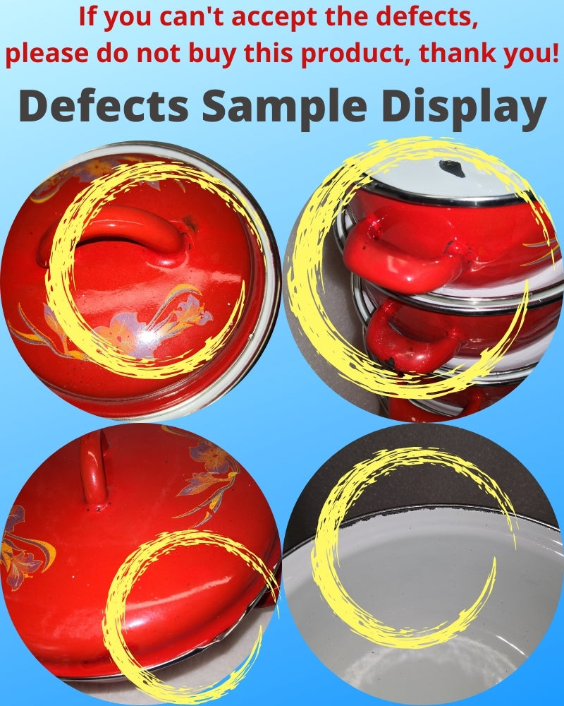 Defects Heavy Gauge Red Floral Enamel Pot — Stock Clearance | Big5