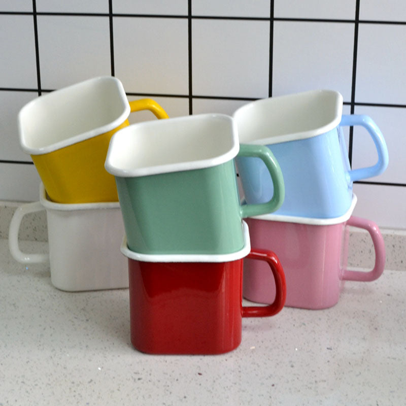 Enamel Square Storage Box with Lid 14cm - Big5 Cookware Factory Shop
