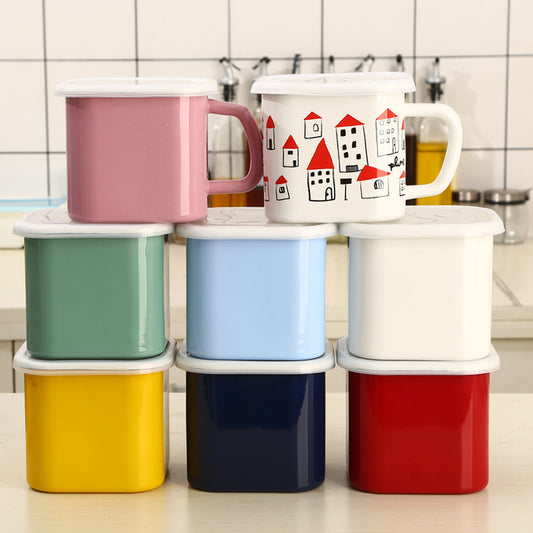 Agate Premier Quality Enamel Square Storage Box with Lid 14cm - Big5 Cookware Factory Shop
