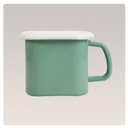 Enamel Square Storage Box with Lid 14cm - Big5 Cookware Factory Shop