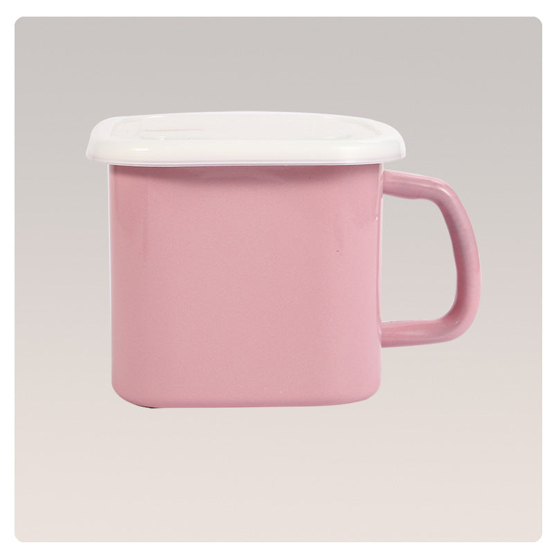 Enamel Square Storage Box with Lid 14cm - Big5 Cookware Factory Shop