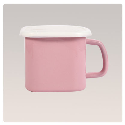 Enamel Square Storage Box with Lid 14cm - Big5 Cookware Factory Shop