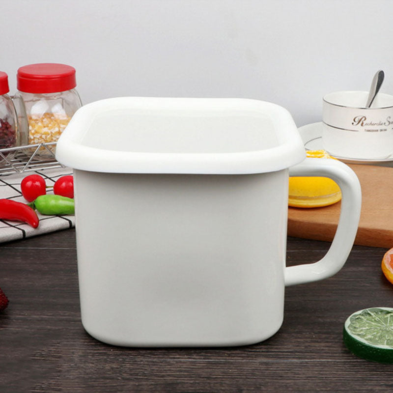 Enamel Square Storage Box with Lid 14cm - Big5 Cookware Factory Shop