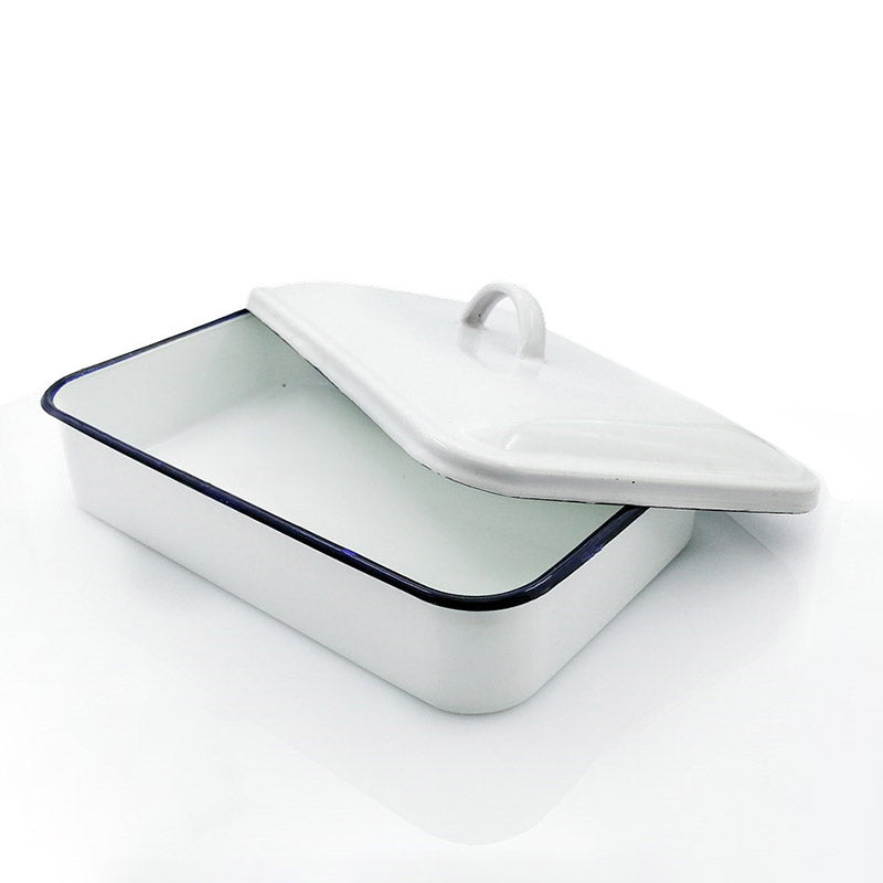 Agate Enamel Tray with Enamel Lid Serving Tray Lab Tray Big5 Cookware