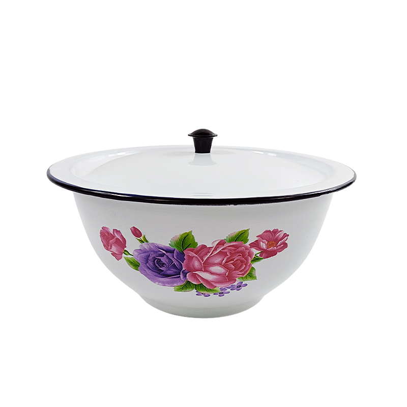 New World Enamel Footed Bowl Plain/Decorated - Big5 Cookware Factory Shop