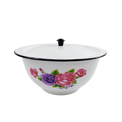 New World Enamel Footed Bowl Plain/Decorated - Big5 Cookware Factory Shop