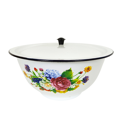 New World Enamel Footed Bowl Plain/Decorated - Big5 Cookware Factory Shop