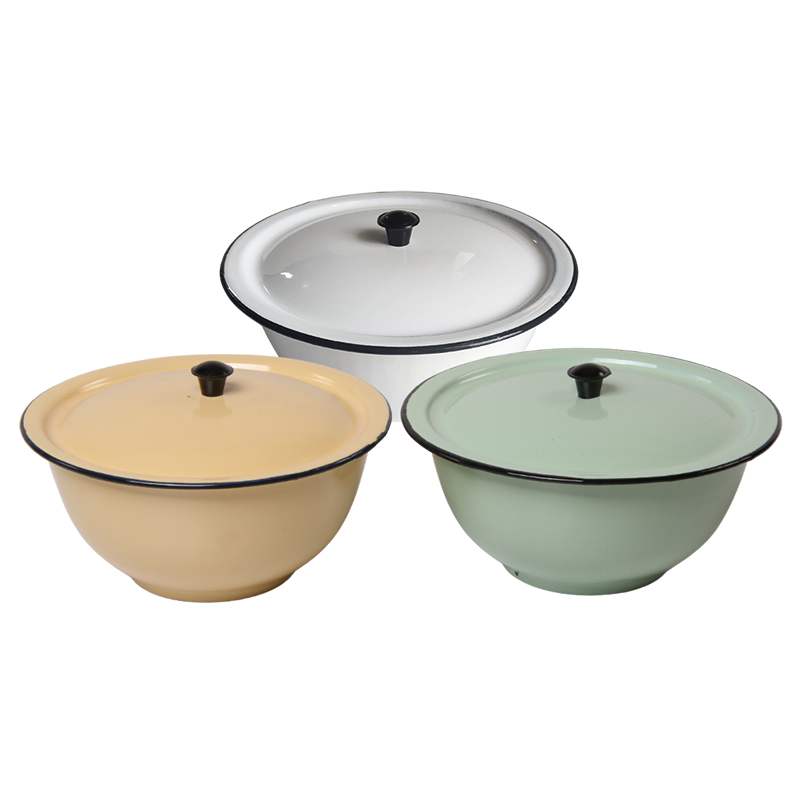New World Enamel Footed Bowl Plain/Decorated - Big5 Cookware Factory Shop