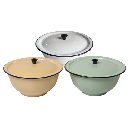 New World Enamel Footed Bowl Plain/Decorated - Big5 Cookware Factory Shop