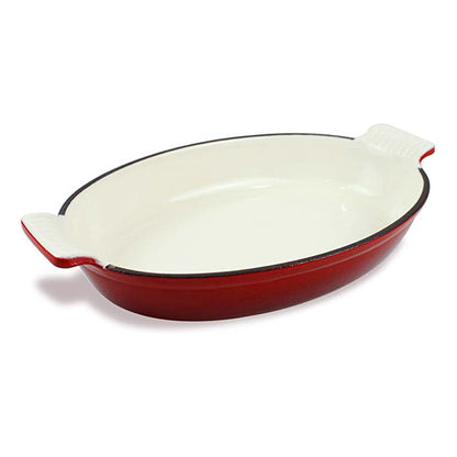 French Cast Iron Enamel Oval Baking Pan Lasagna Pan with Free Gift Oven Glove - Big5 Cookware Factory Shop