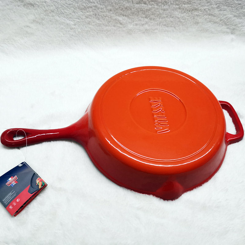 French Cast Iron Enamel Frypan Fry Pan with Free Gift Oven Glove - Big5 Cookware Factory Shop