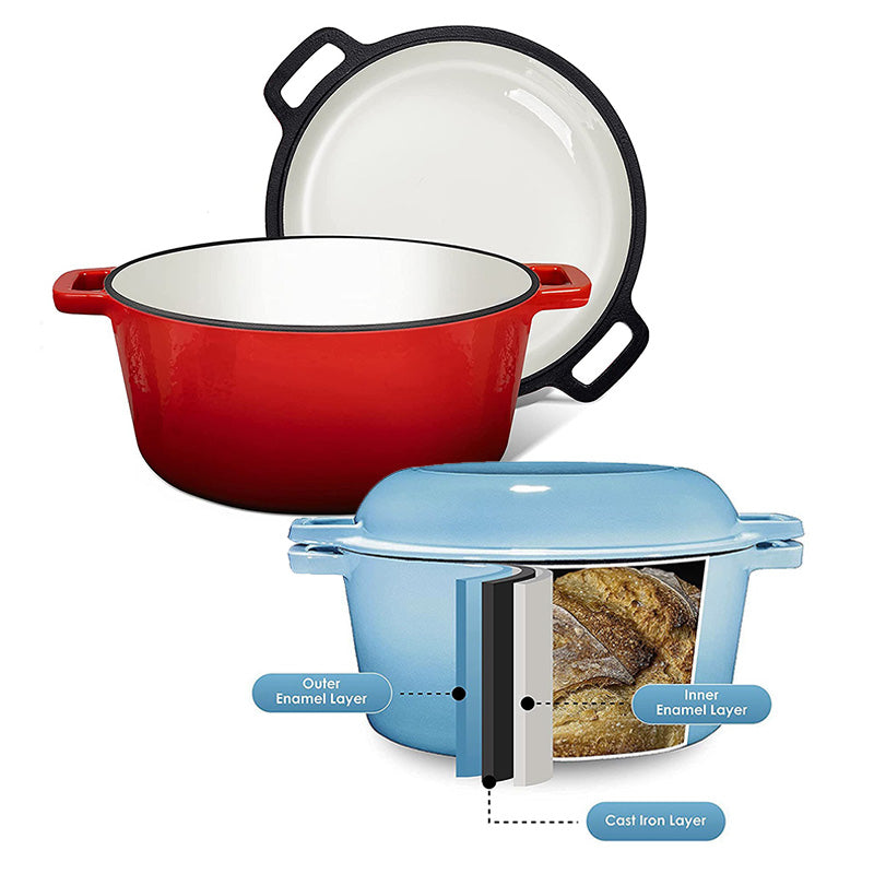 La Cocina Cast Iron 2 in 1 Casserole with Frypan Lid 26cm (one pot only) - Big5 Cookware Factory Shop