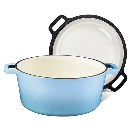 La Cocina Cast Iron 2 in 1 Casserole with Frypan Lid 26cm (one pot only) - Big5 Cookware Factory Shop