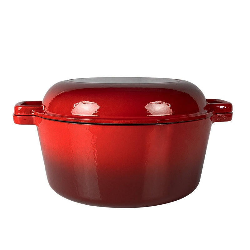 La Cocina Cast Iron 2 in 1 Casserole with Frypan Lid 26cm (one pot only) - Big5 Cookware Factory Shop