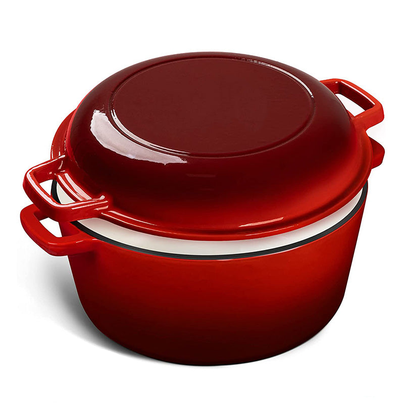 La Cocina Cast Iron 2 in 1 Casserole with Frypan Lid 26cm (one pot only) - Big5 Cookware Factory Shop