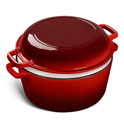 La Cocina Cast Iron 2 in 1 Casserole with Frypan Lid 26cm (one pot only) - Big5 Cookware Factory Shop