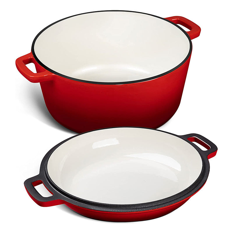 La Cocina Cast Iron 2 in 1 Casserole with Frypan Lid 26cm (one pot only) - Big5 Cookware Factory Shop