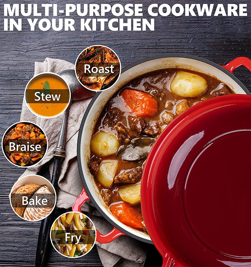 La Cocina Cast Iron 2 in 1 Casserole with Frypan Lid 26cm (one pot only) - Big5 Cookware Factory Shop
