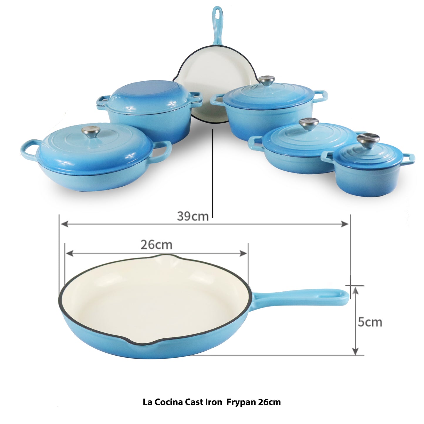 La Cocina Cast Iron Frypan Fry Pan Skillet 26cm (one piece only) - Big5 Cookware Factory Shop