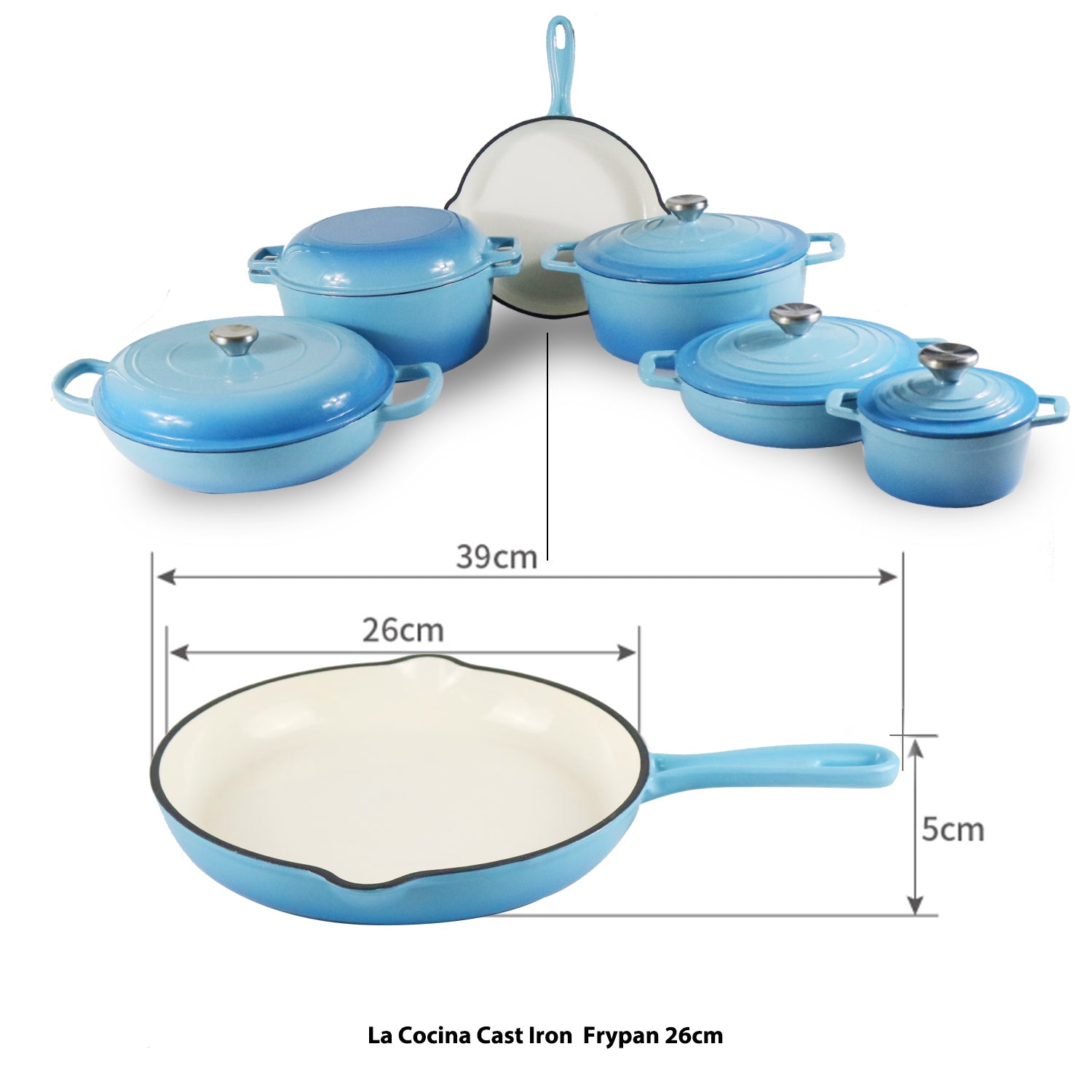 La Cocina Cast Iron Frypan Fry Pan Skillet 26cm (one piece only) - Big5 Cookware Factory Shop