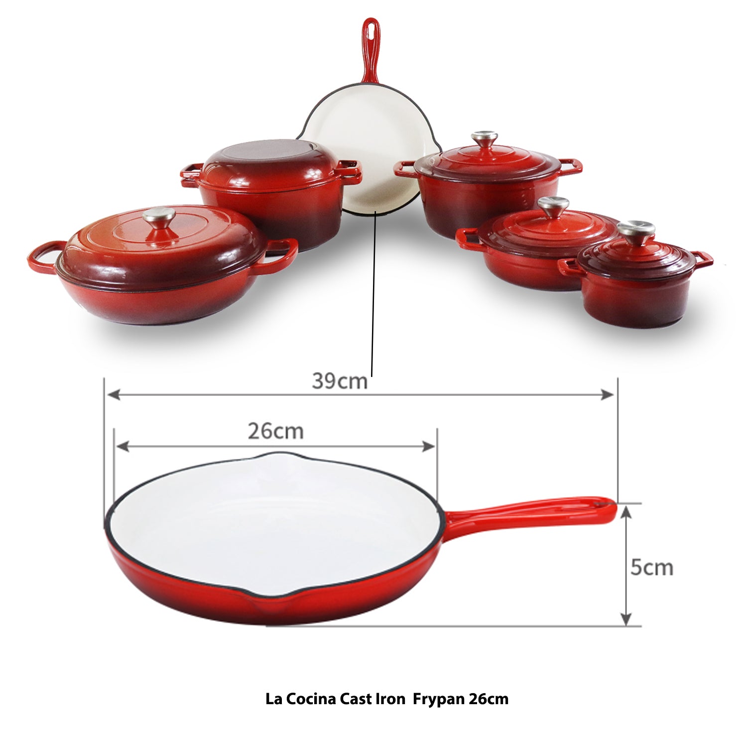 La Cocina Cast Iron Frypan Fry Pan Skillet 26cm (one piece only) - Big5 Cookware Factory Shop