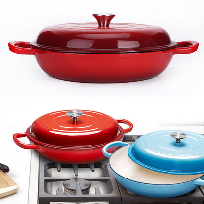 La Cocina Cast Iron Shallow Round Casserole Paella Pot 30cm 3.5L (one pot only) - Big5 Cookware Factory Shop