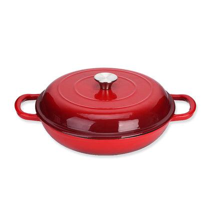 La Cocina Cast Iron Shallow Round Casserole Paella Pot 30cm 3.5L (one pot only) - Big5 Cookware Factory Shop