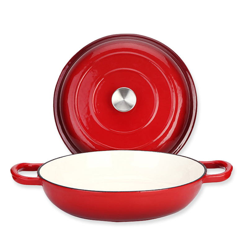 La Cocina Cast Iron Shallow Round Casserole Paella Pot 30cm 3.5L (one pot only) - Big5 Cookware Factory Shop