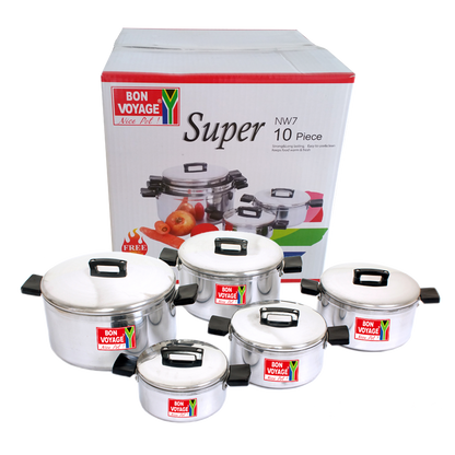 Bon Voyage 10PC Pots Set with Bakelite Handles - Big5 Cookware Factory Shop
