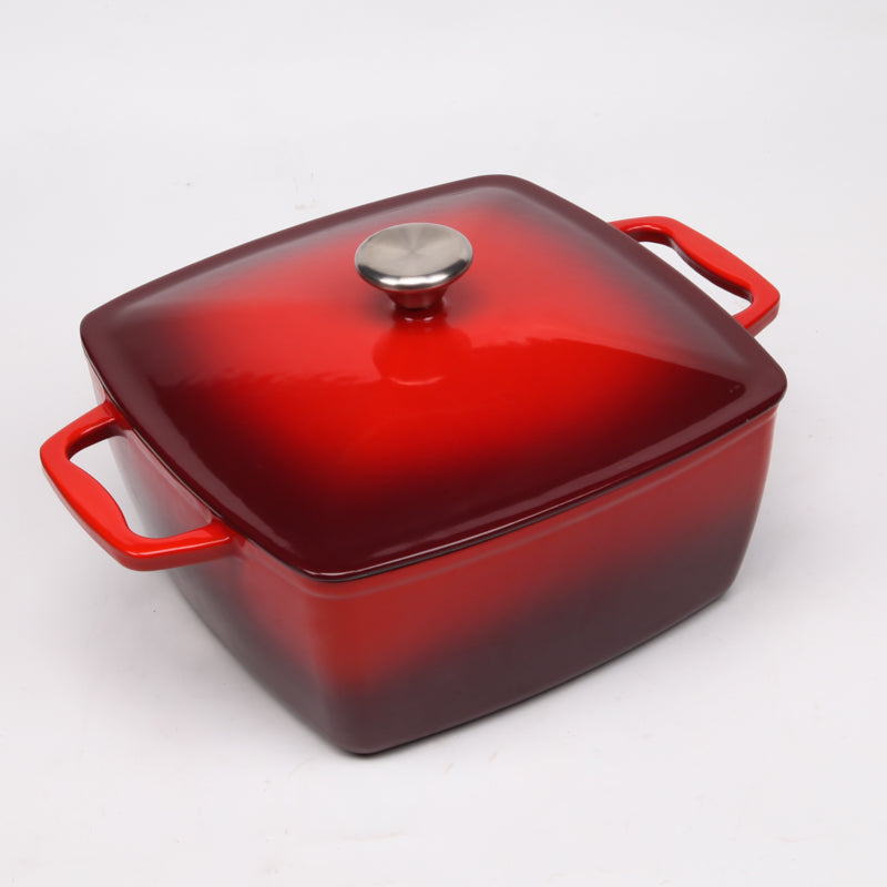 Free Shipping!!! BV Cast Iron Rectangular Casserole Pot 24cm - Big5 Cookware Factory Shop