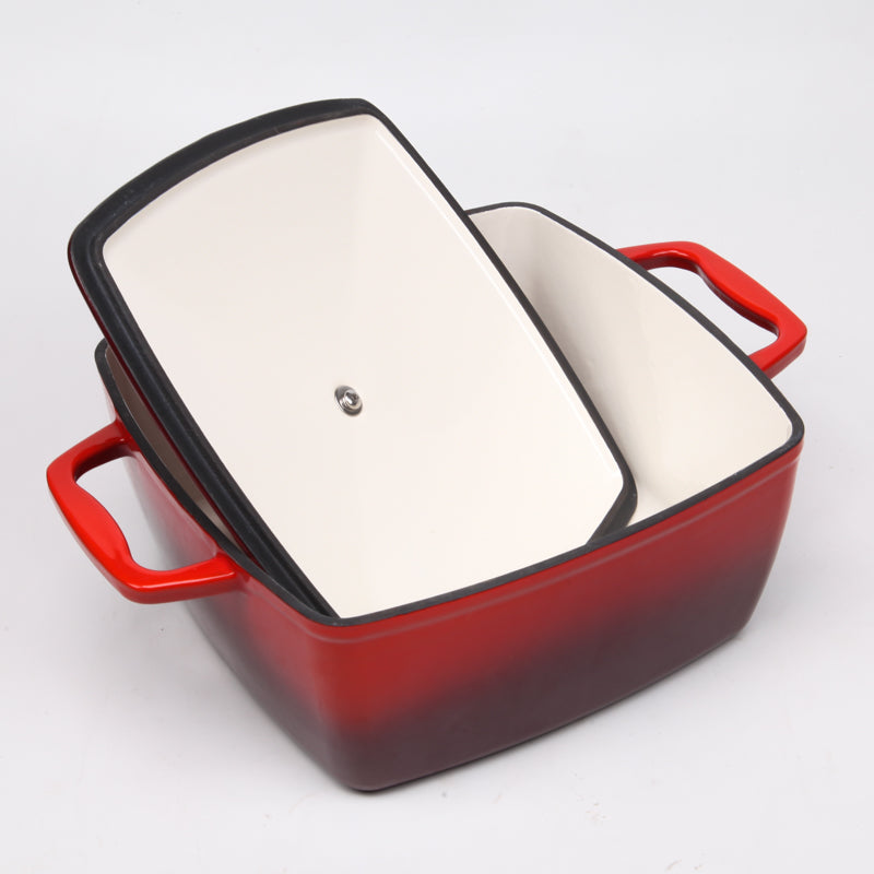 Free Shipping!!! BV Cast Iron Rectangular Casserole Pot 24cm - Big5 Cookware Factory Shop