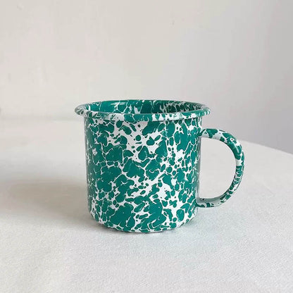 Marble Splatter Green Enamel Dinner Set Mug Plate Spoon Bowl Camping Set - Big5 Cookware Factory Shop