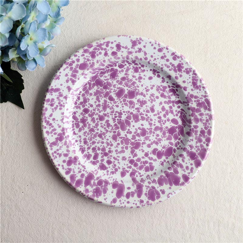 Marble Splatter Purple Enamel Dinner Set Mug Plate Spoon Bowl Camping Set - Big5 Cookware Factory Shop