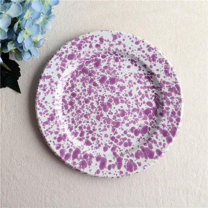 Marble Splatter Purple Enamel Dinner Set Mug Plate Spoon Bowl Camping Set - Big5 Cookware Factory Shop