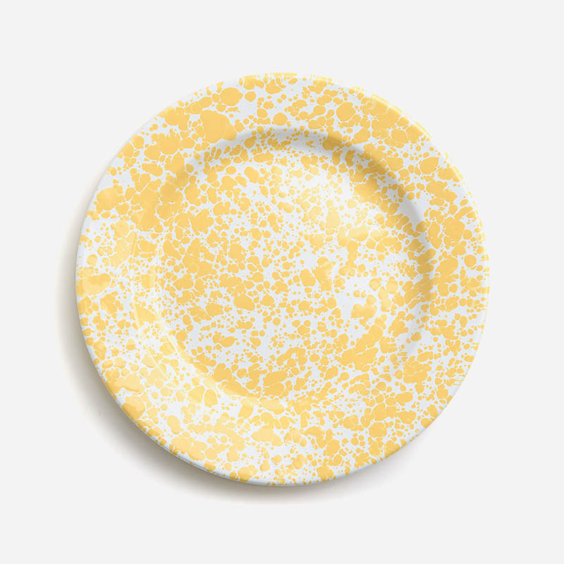 Marble Splatter Yellow Enamel Dinner Set Mug Plate Spoon Bowl Camping Set - Big5 Cookware Factory Shop