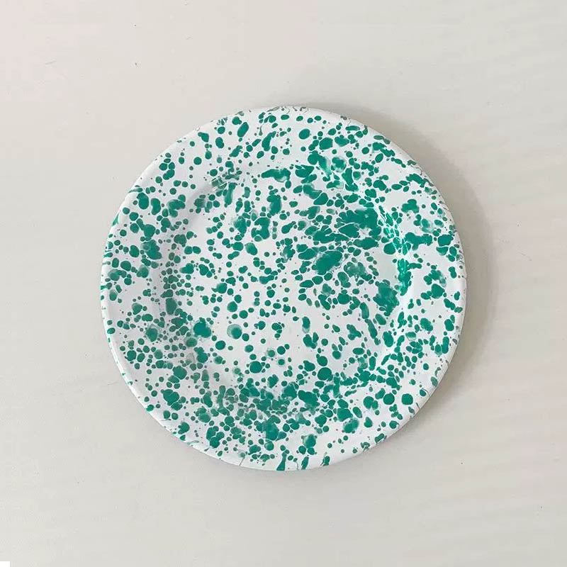Marble Splatter Green Enamel Dinner Set Mug Plate Spoon Bowl Camping Set - Big5 Cookware Factory Shop