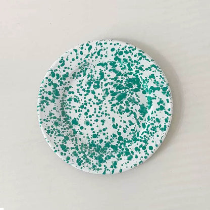 Marble Splatter Green Enamel Dinner Set Mug Plate Spoon Bowl Camping Set - Big5 Cookware Factory Shop