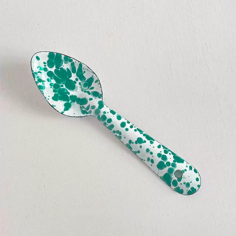 Marble Splatter Green Enamel Dinner Set Mug Plate Spoon Bowl Camping Set - Big5 Cookware Factory Shop