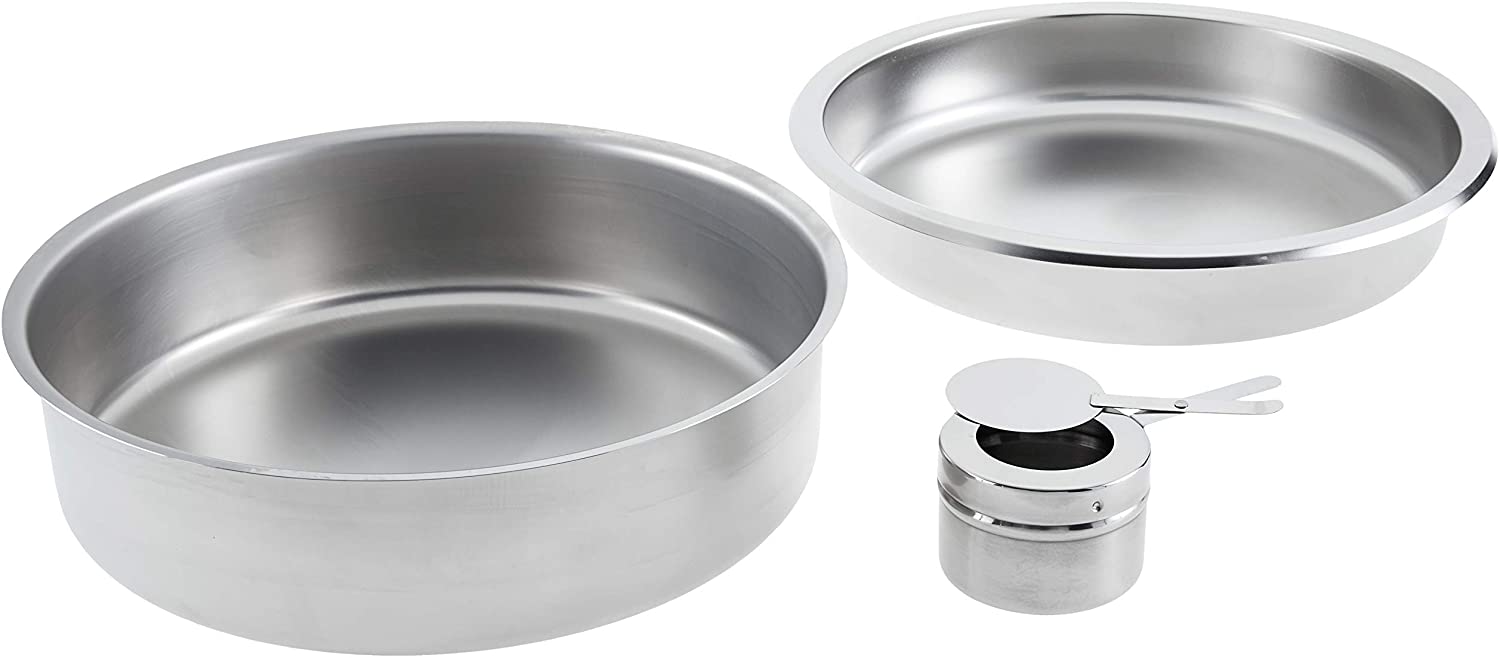M8 BVC Stainless Steel Roll Top Round Chafing Dish with Stand - Big5 Cookware Factory Shop
