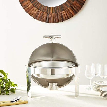 M8 BVC Stainless Steel Roll Top Round Chafing Dish with Stand - Big5 Cookware Factory Shop
