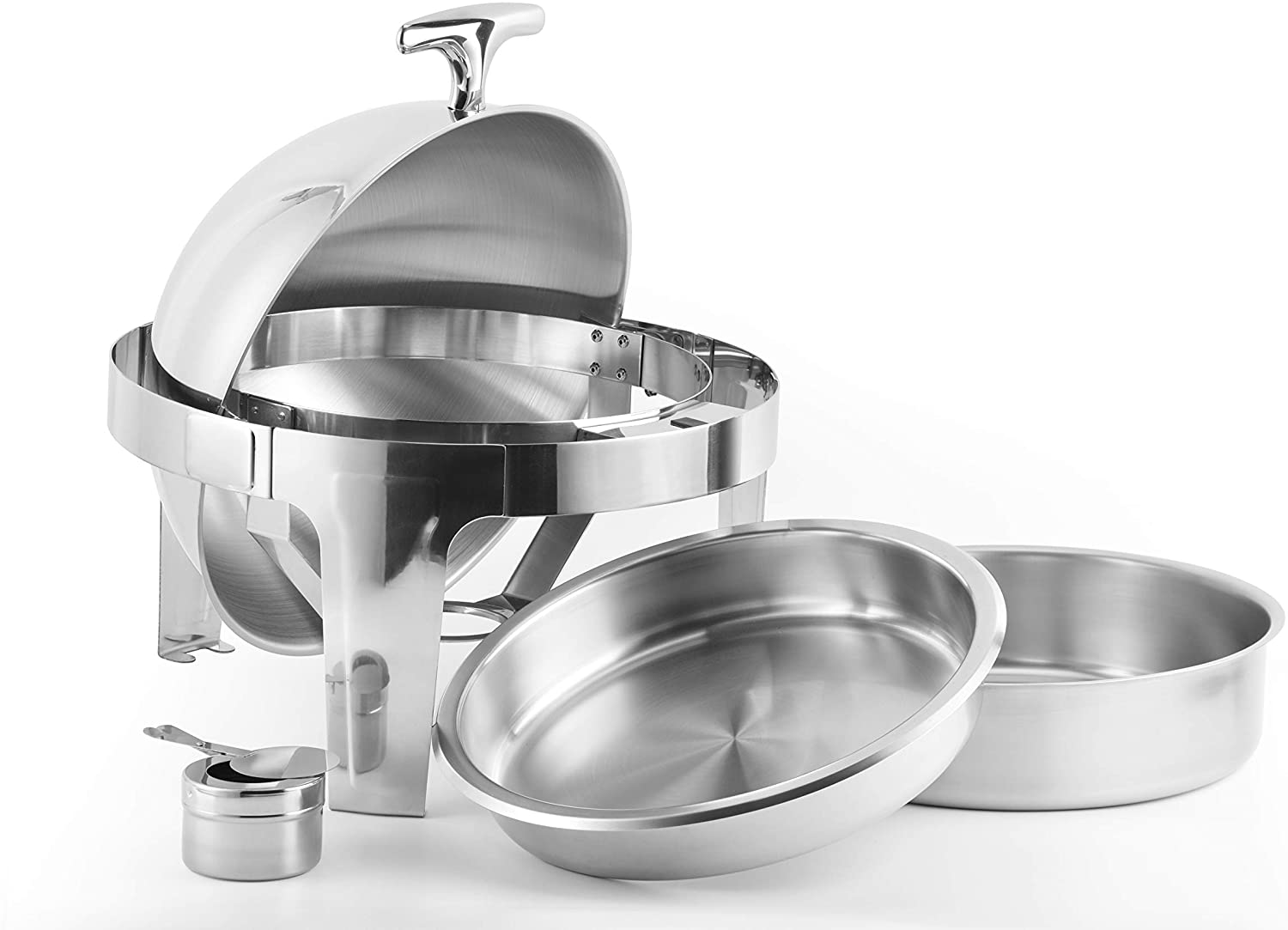 M8 BVC Stainless Steel Roll Top Round Chafing Dish with Stand - Big5 Cookware Factory Shop